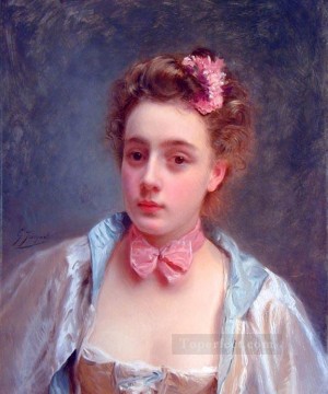 ギュスターヴ・ジャケ Painting - 舞踏会の衣装を着た女性の肖像画 ギュスターヴ・ジャン・ジャケ